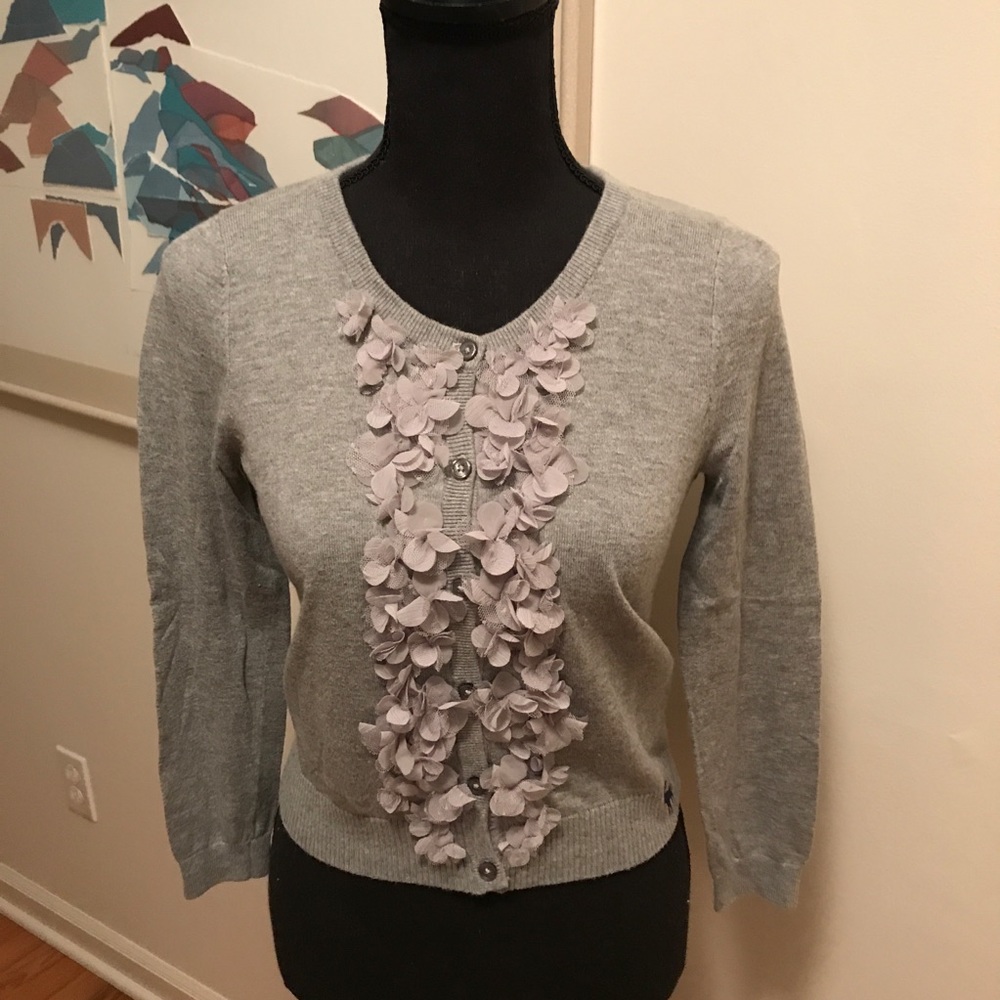 Abercrombie & Fitch Cropped Knit Cardigan Front Embellishments Size S